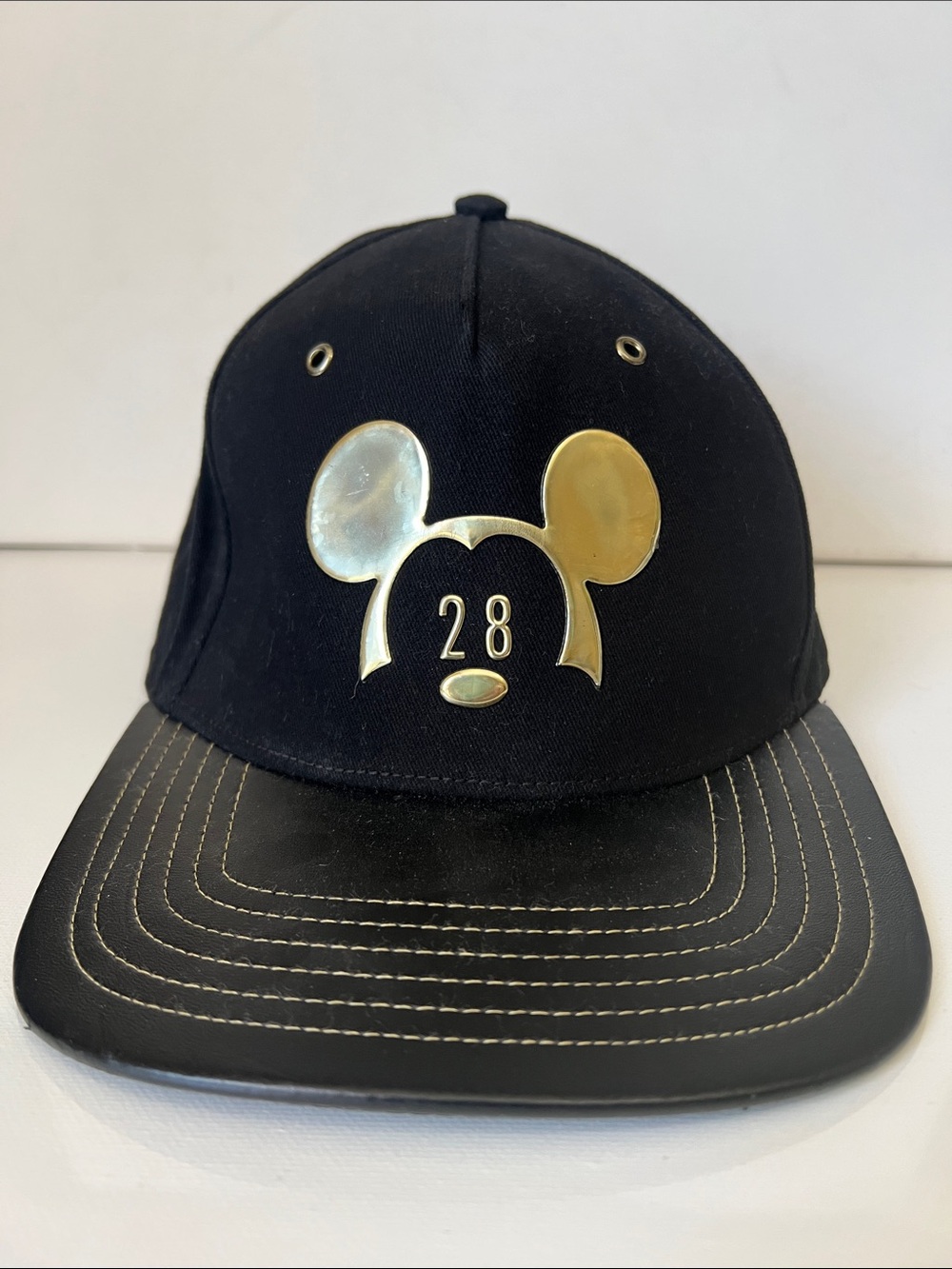 Disney Parks Mickey 28 Hat Cap Black Gold Metallic Adjustable Adult OSFM